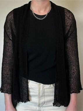 Witchy black mesh lace Fresco’s cardigan